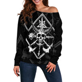 3D All Over Satanic Skull SDN-1002 Off Shoulder Sweaters