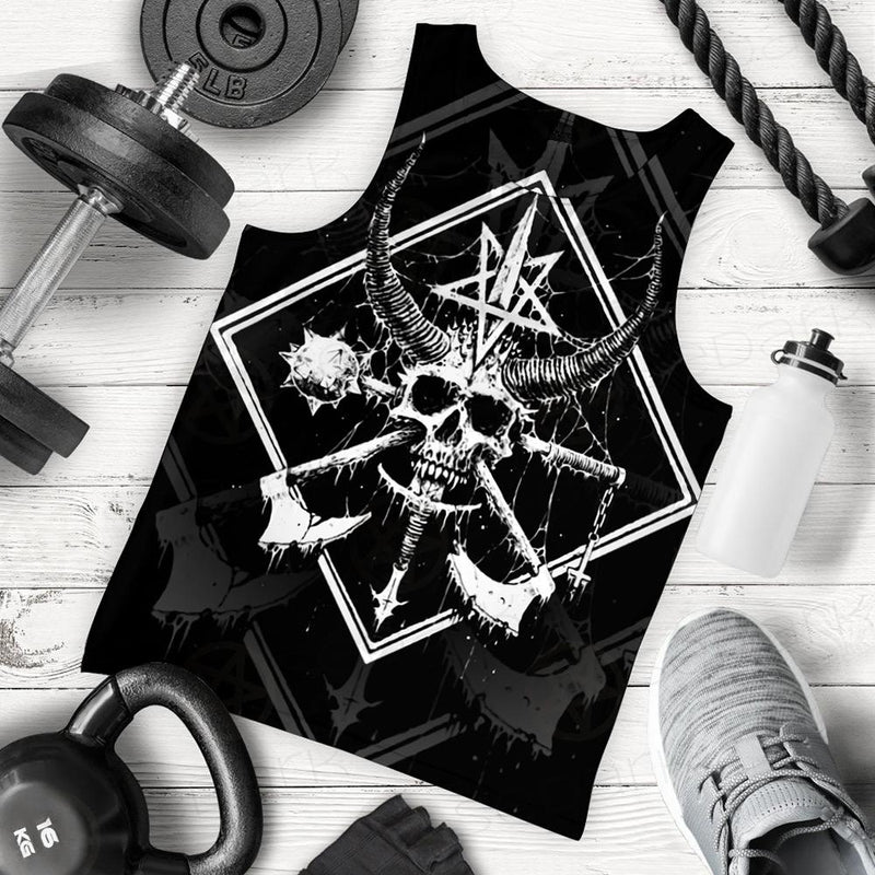 3D All Over Satanic Skull SDN-1002 Men Tank-tops