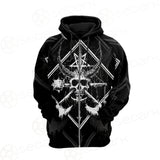 3D All Over Satanic Skull SDN-1002 Hoodie Raglan Zip