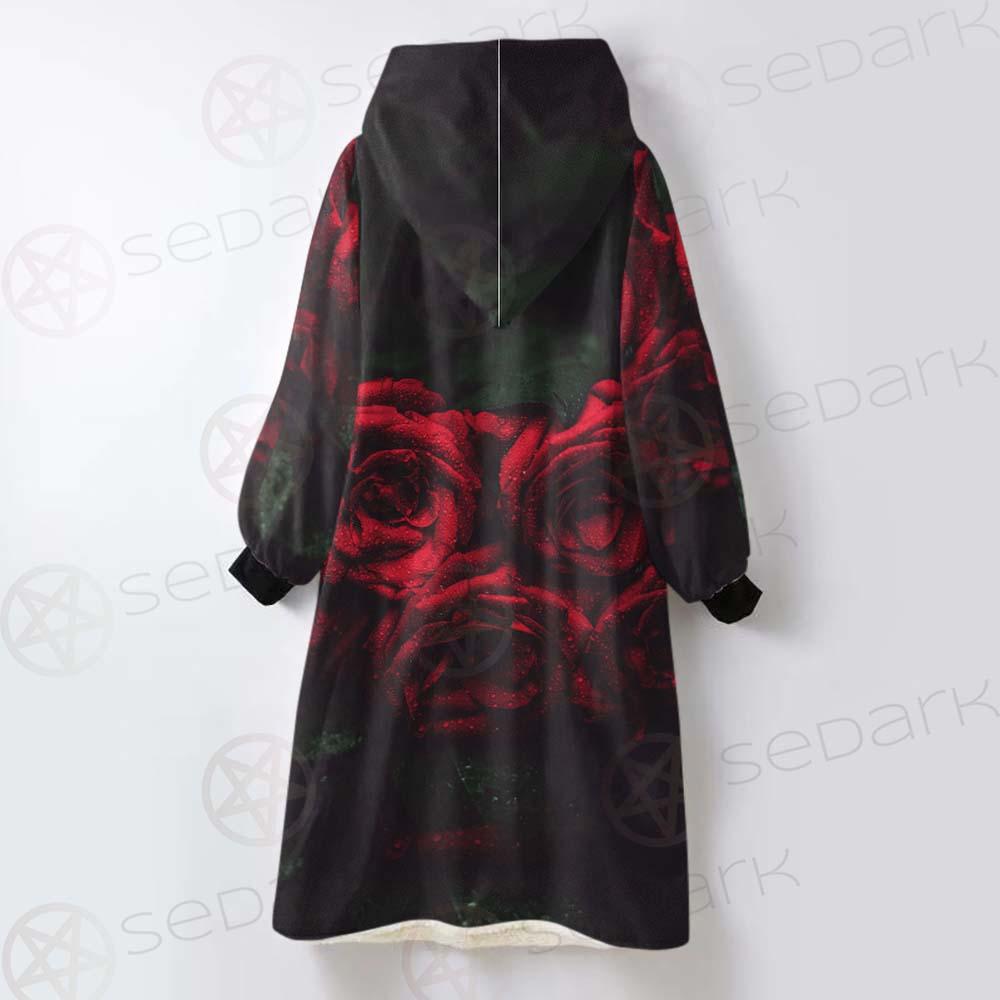 Dark Red Rose SDN-1003 Oversized Sherpa Blanket Hoodie