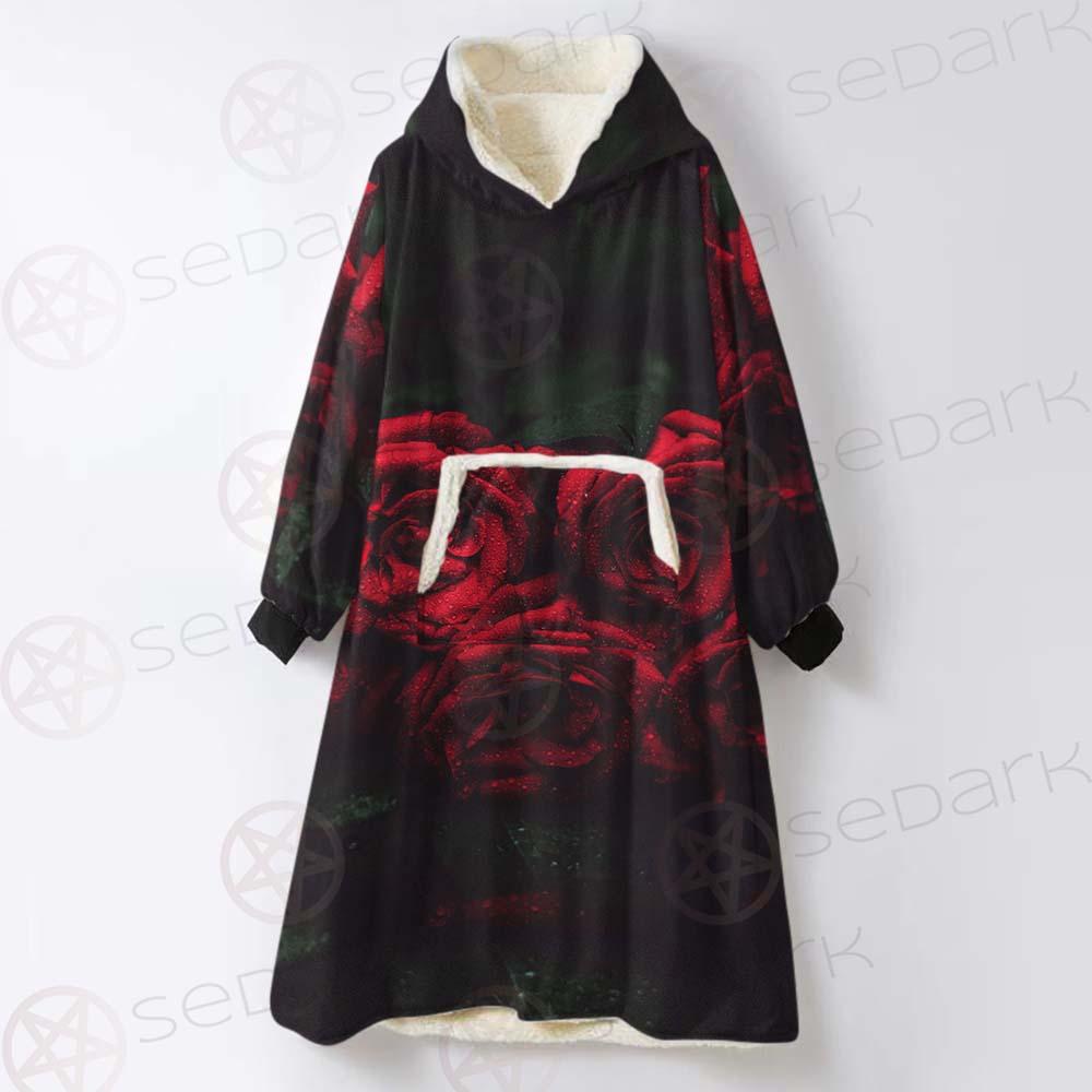 Dark Red Rose SDN-1003 Oversized Sherpa Blanket Hoodie