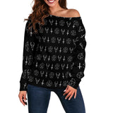 Satanic Symbol Off Shoulder Sweaters