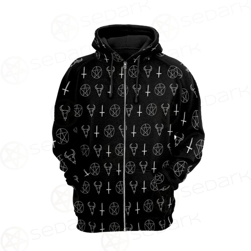 Satanic Symbol Hoodie Raglan Zip