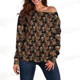 Bull Human Skull Roses SDN-1009 Off Shoulder Sweaters