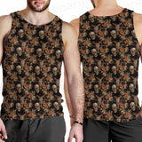 Bull Human Skull Roses SDN-1009 Men Tank-tops