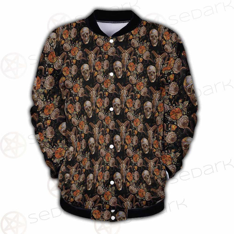 Bull Human Skull Roses SDN-1009 Button Jacket