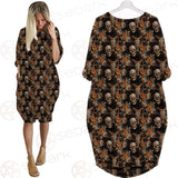 Bull Human Skull Roses SDN-1009 Batwing Pocket Dress