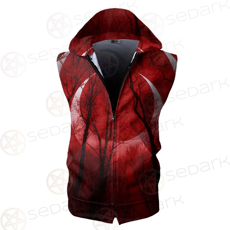 Dark Scary Forest SDN-1010 Zip Sleeveless Hoodie