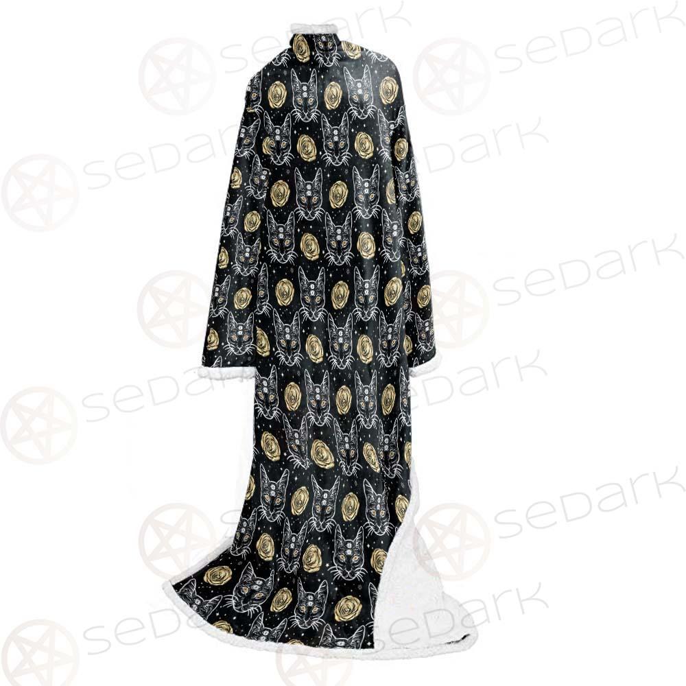 Four Eyed Cat Roses SDN-1011 Sleeved Blanket