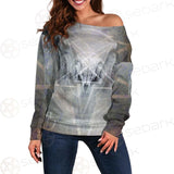 Black Mass Montage Occult Goat Skull SDN-1012 Off Shoulder Sweaters