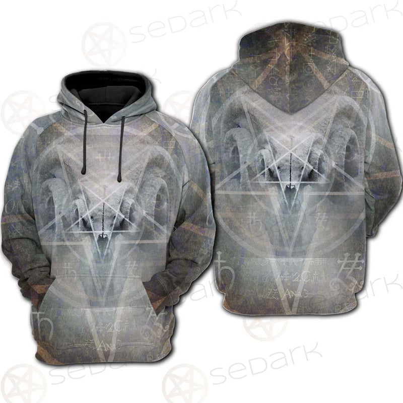 Black Mass Montage Occult Goat Skull SDN-1012 Hoodie Raglan