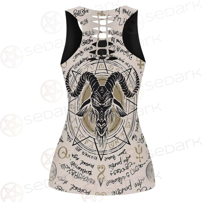 Horned Goat And Octagonal Star SDN-1014 Hollow Out Tank Top