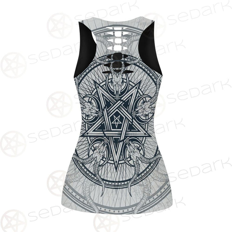Goat Skulls And Star Rays SDN-1015 Hollow Out Tank Top