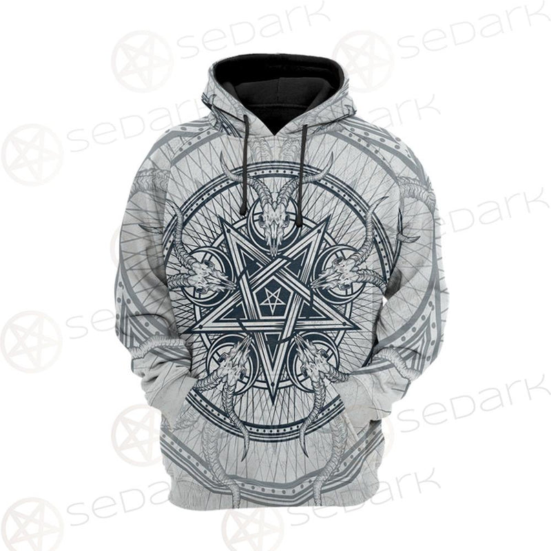 Goat Skulls And Star Rays SDN-1015 Hoodie Raglan