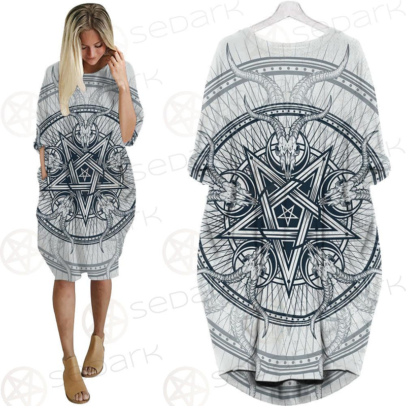 Goat Skulls And Star Rays SDN-1015 Batwing Pocket Dress