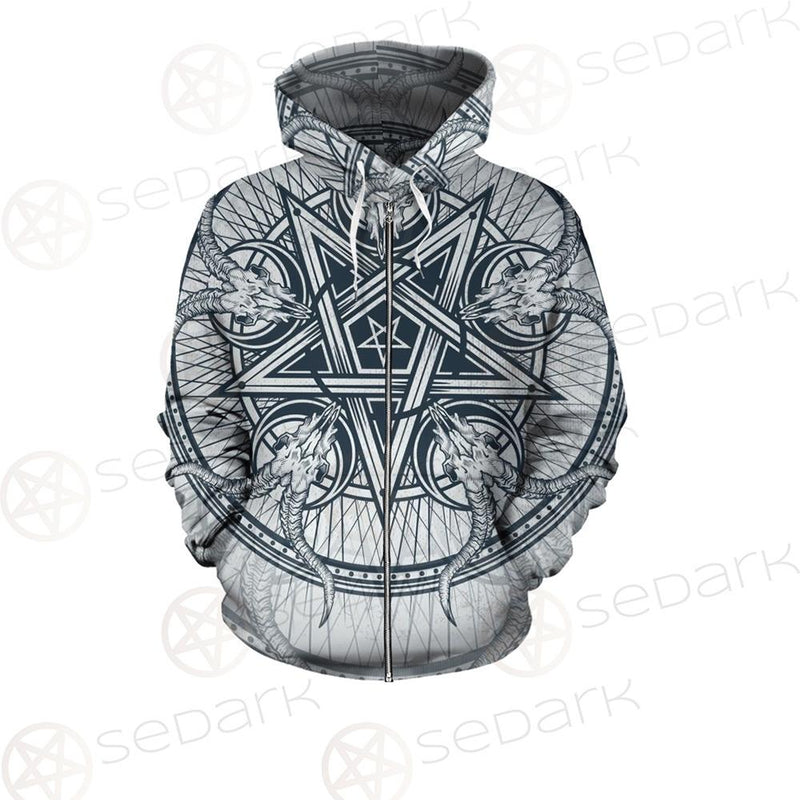 Goat Skulls And Star Rays SDN-1015 Zip-up Hoodies