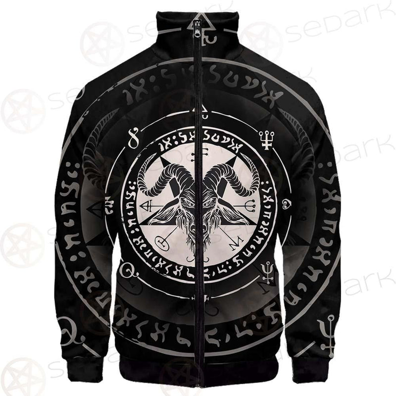 Horned Goat And Pentagram SDN-1016 Stand-up Collar Jacket