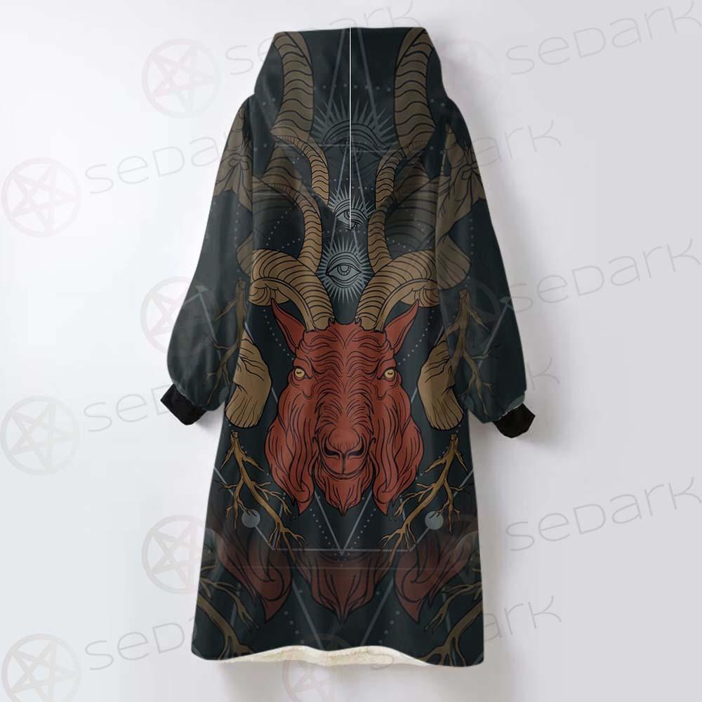 Head Satan Goat Occult SDN-1017 Oversized Sherpa Blanket Hoodie