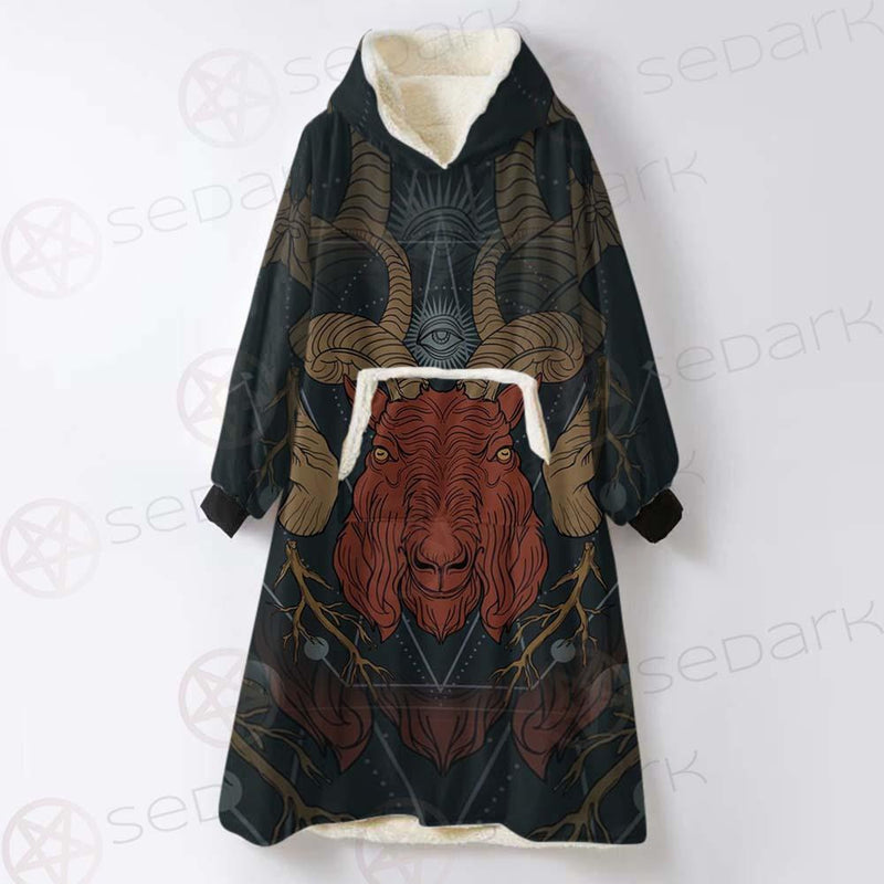 Head Satan Goat Occult SDN-1017 Oversized Sherpa Blanket Hoodie