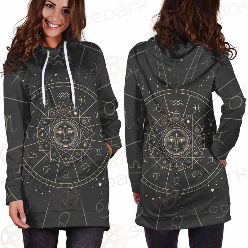 Vector Illustration Set Of Moon Phases SDN-1018 Hoodie Dress