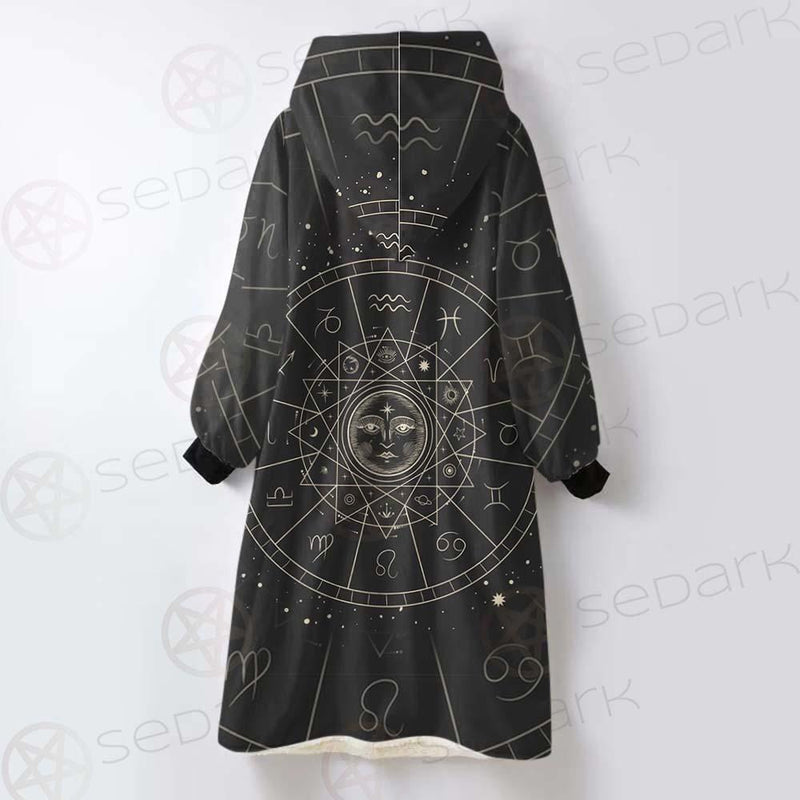 Vector Illustration Set Of Moon Phases SDN-1018 Oversized Sherpa Blanket Hoodie
