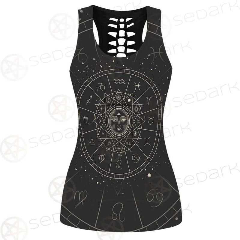 Vector Illustration Set Of Moon Phases SDN-1018 Hollow Out Tank Top