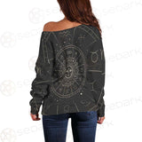 Vector Illustration Set Of Moon Phases SDN-1018 Off Shoulder Sweaters