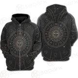 Vector Illustration Set Of Moon Phases SDN-1018 Hoodie Raglan Zip