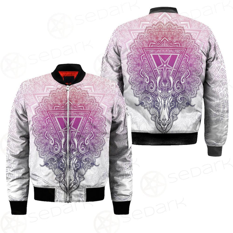 Pentagram Sign Head Of Demon Baphomet Bomber Jacket