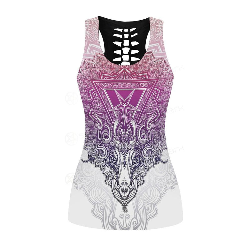 Pentagram Sign Head Of Demon Baphomet Hollow Out Tank Top