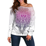Pentagram Sign Head Of Demon Baphomet Off Shoulder Sweaters