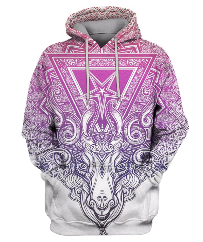 Pentagram Sign Head Of Demon Baphomet Hoodie