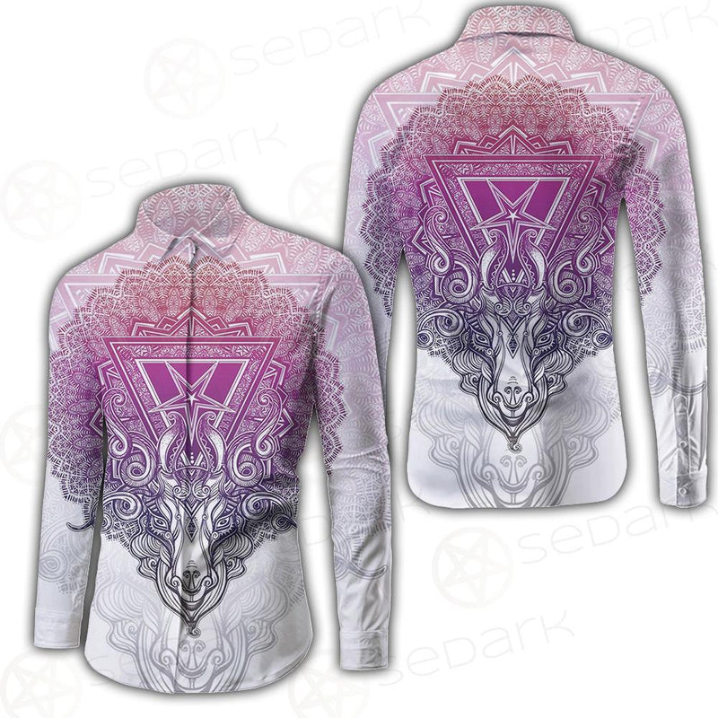 Pentagram Sign Head Of Demon Baphomet Long Sleeve Shirt