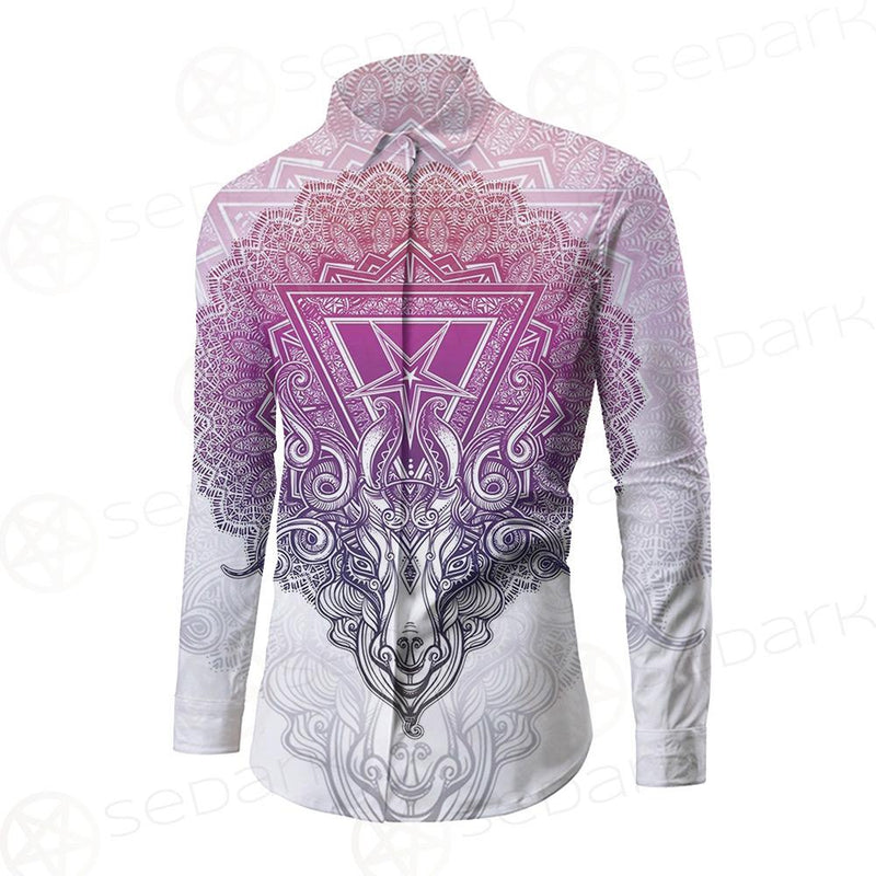 Pentagram Sign Head Of Demon Baphomet Long Sleeve Shirt