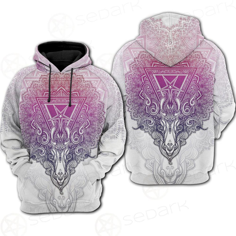 Pentagram Sign Head Of Demon Baphomet Hoodie Raglan