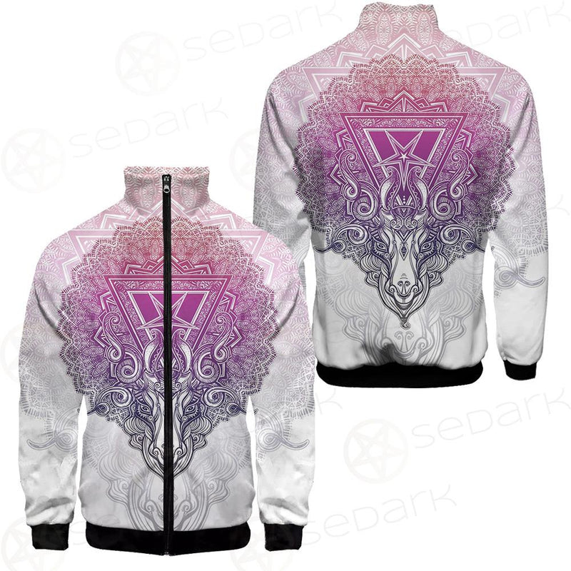 Pentagram Sign Head Of Demon Baphomet Stand-up Collar Jacket
