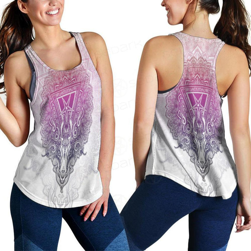 Pentagram Sign Head Of Demon Baphomet Women Tank Top
