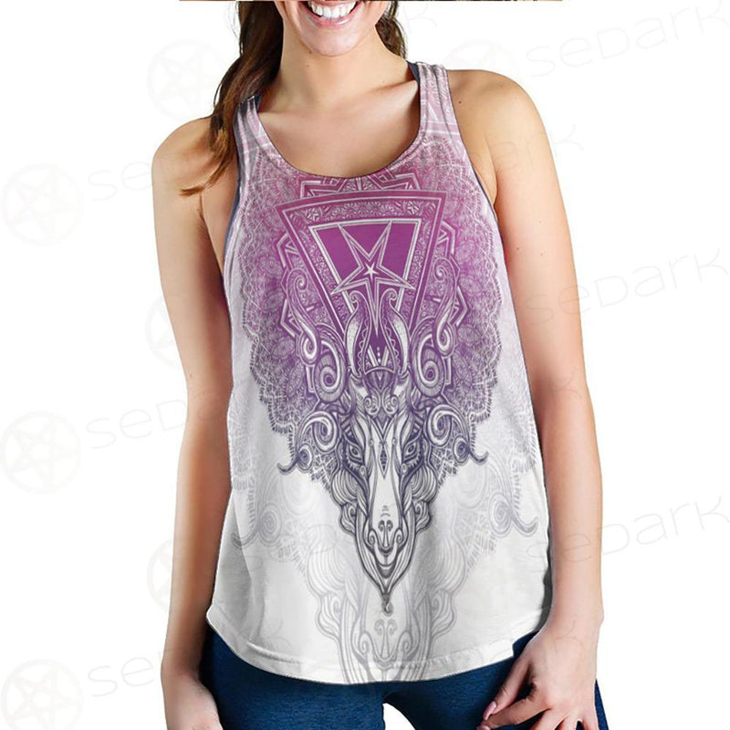 Pentagram Sign Head Of Demon Baphomet Women Tank Top