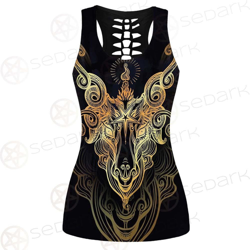 Satanic Goat Head SDN-1020 Hollow Out Tank Top