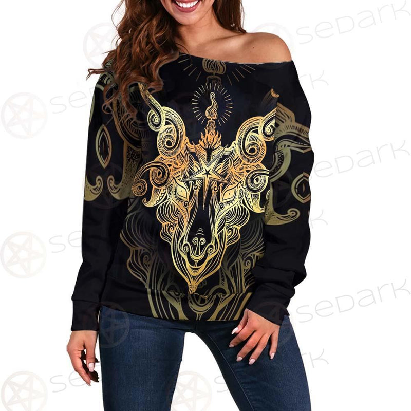 Satanic Goat Head SDN-1020 Off Shoulder Sweaters