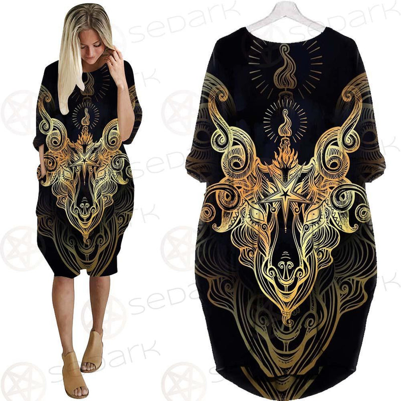 Satanic Goat Head SDN-1020 Batwing Pocket Dress