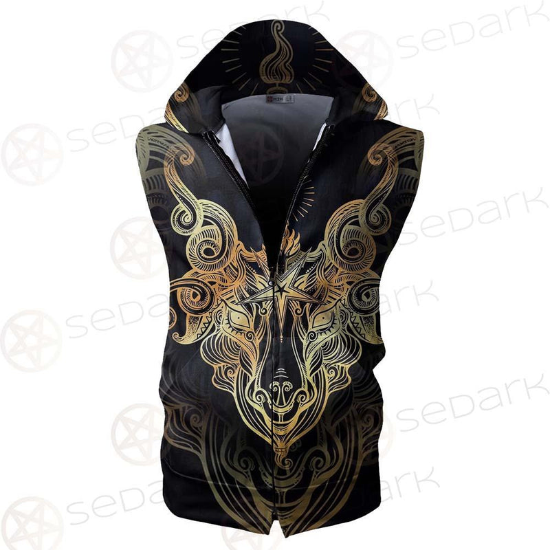 Satanic Goat Head SDN-1020 Zip Sleeveless Hoodie