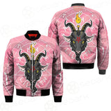 Baphomet Head In Pink Circle Bomber Jacket