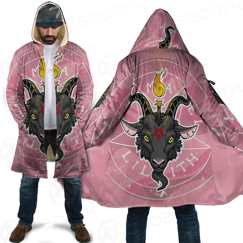 Baphomet Head In Pink Circle Cloak with bag