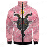 Baphomet Head In Pink Circle Stand-up Collar Jacket