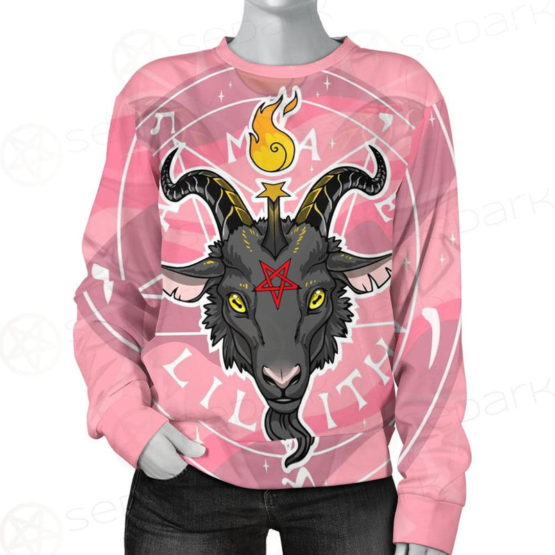 Baphomet Head In Pink Circle Unisex Sweatshirt