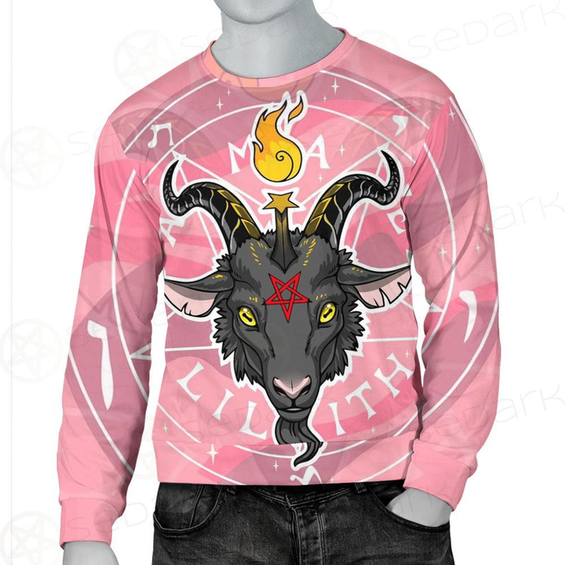Baphomet Head In Pink Circle Unisex Sweatshirt