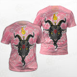 Baphomet Head In Pink Circle Unisex T-shirt