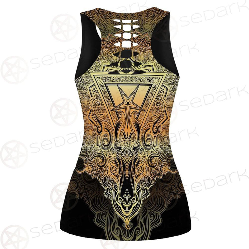 Pentagram Sign Head Of Demon Baphomet SDN-1024 Hollow Out Tank Top