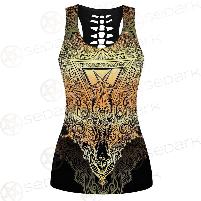 Pentagram Sign Head Of Demon Baphomet SDN-1024 Hollow Out Tank Top